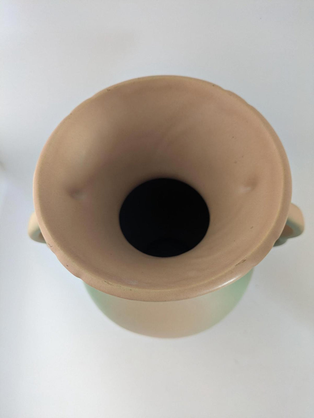 Antique Weller Pottery Matte Pink Green Wild Rose Ceramic Urn Vase Large.  9.75" Tall, 8"wide