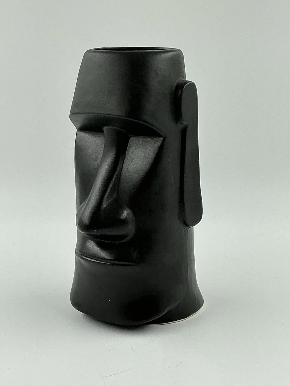 Vintage Tiki Mug Otagiri Japan Moai Black Hawaiian Tahitian Easter Island, 7”