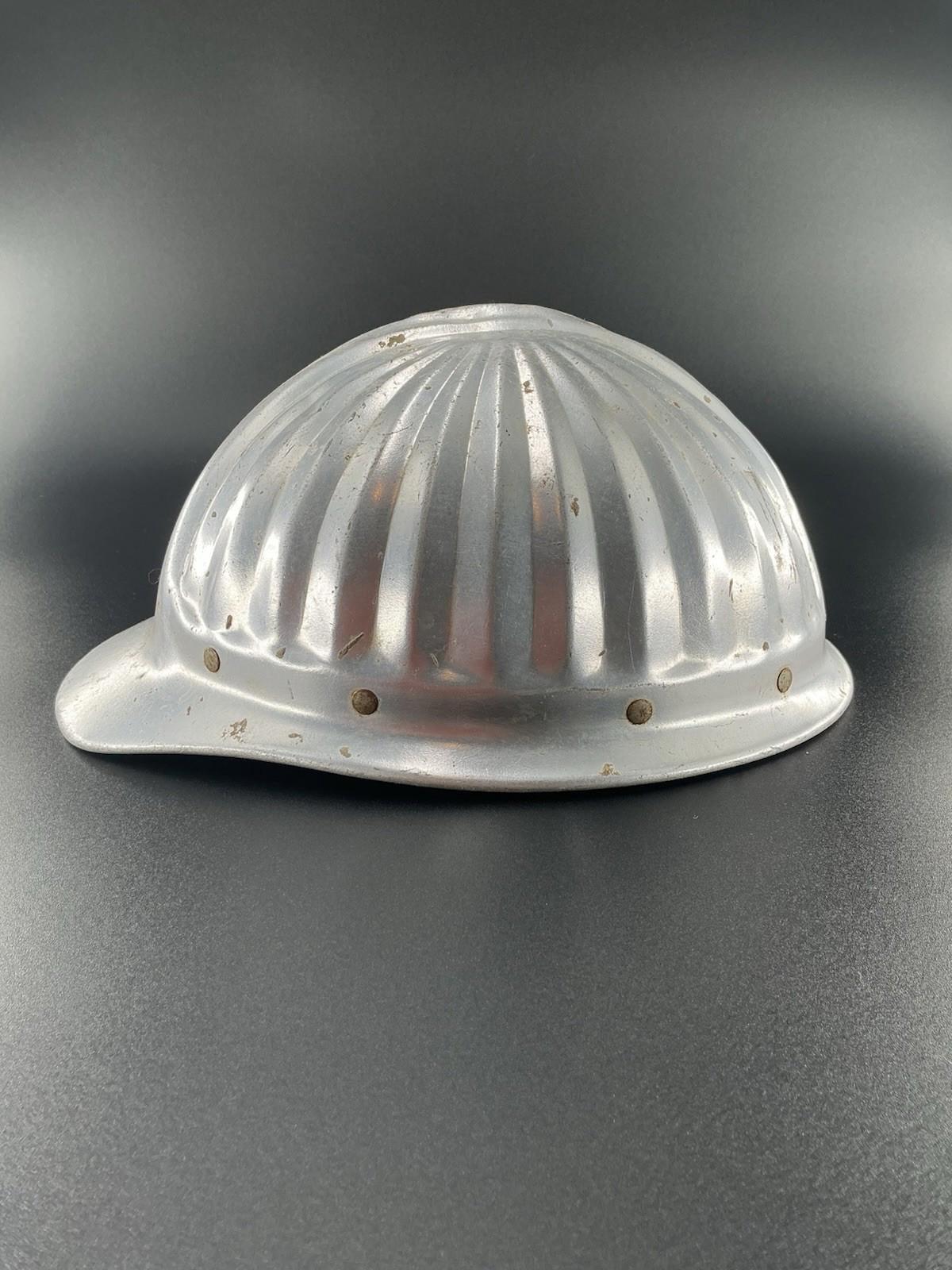 Vintage Aluminum Construction Helmet - Industrial Decor