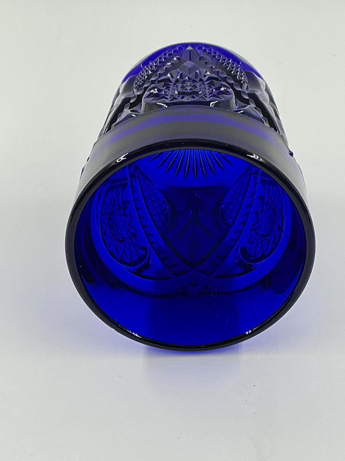 Dalzell Viking, cobalt blue glass, pitcher and 6 glass set
