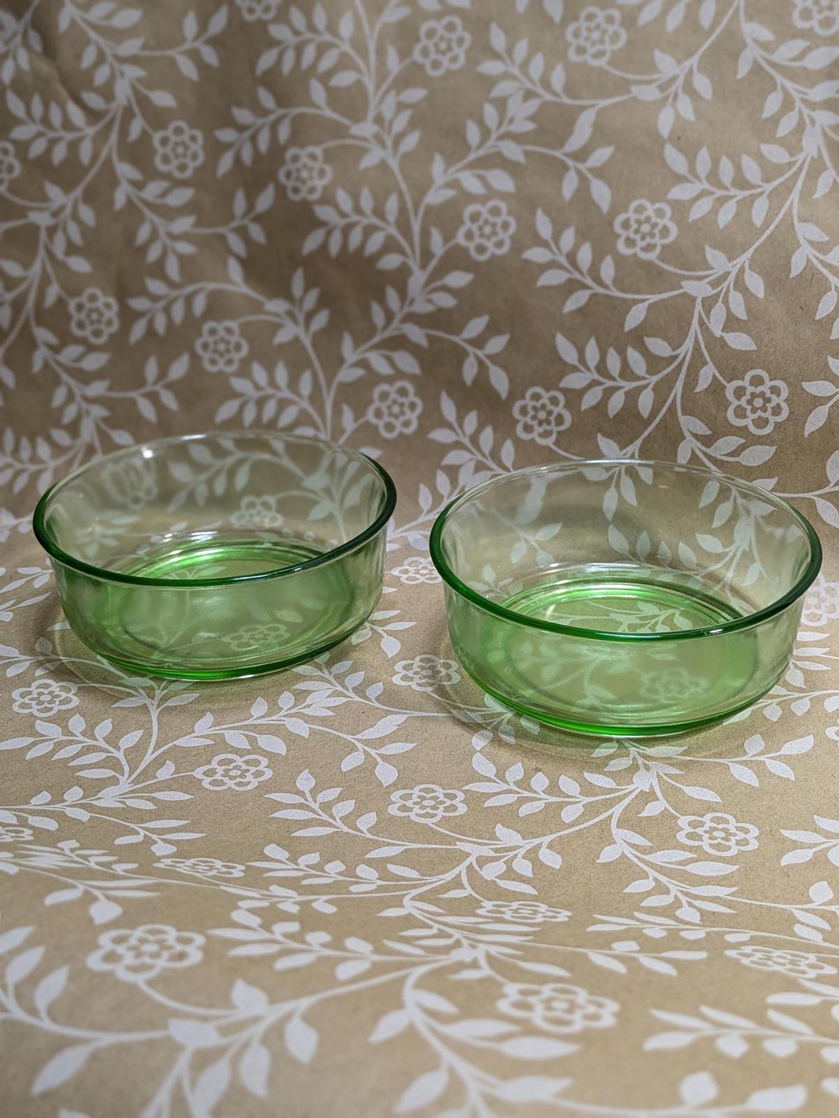 Vintage uranium glass berry bowls