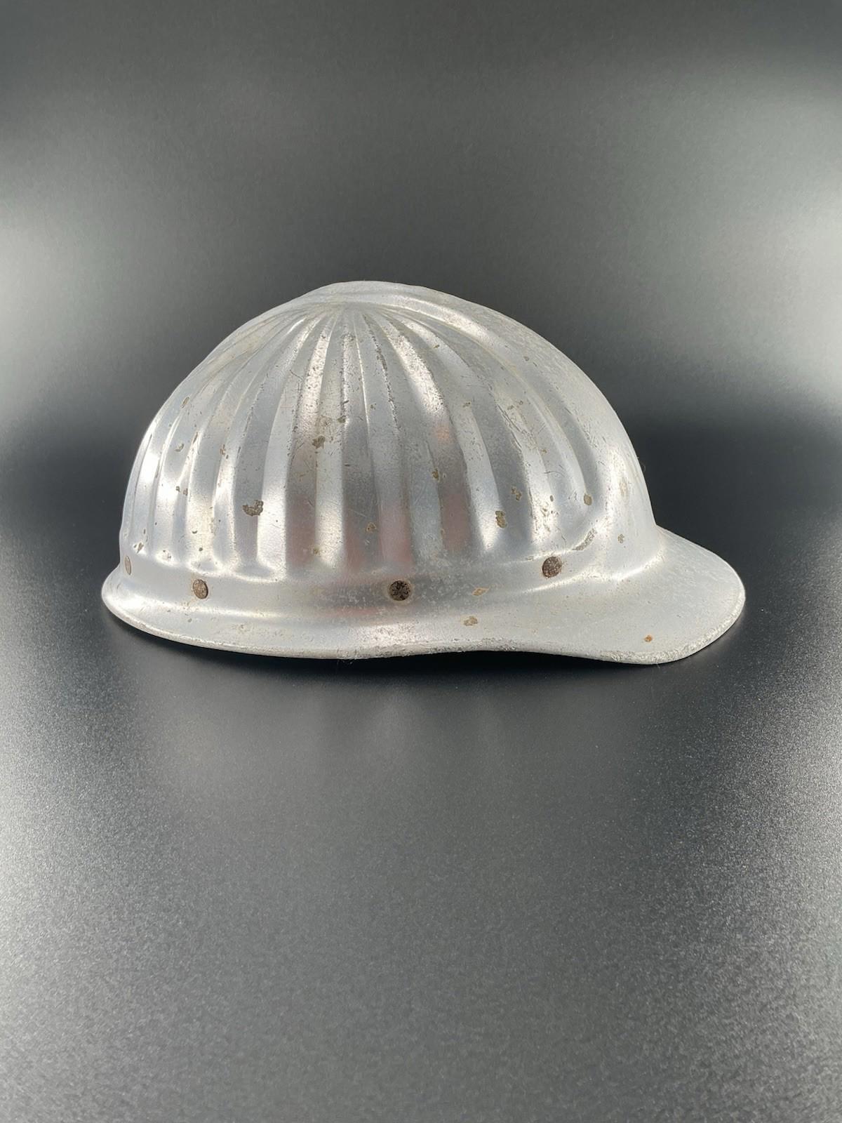 Vintage Aluminum Construction Helmet - Industrial Decor