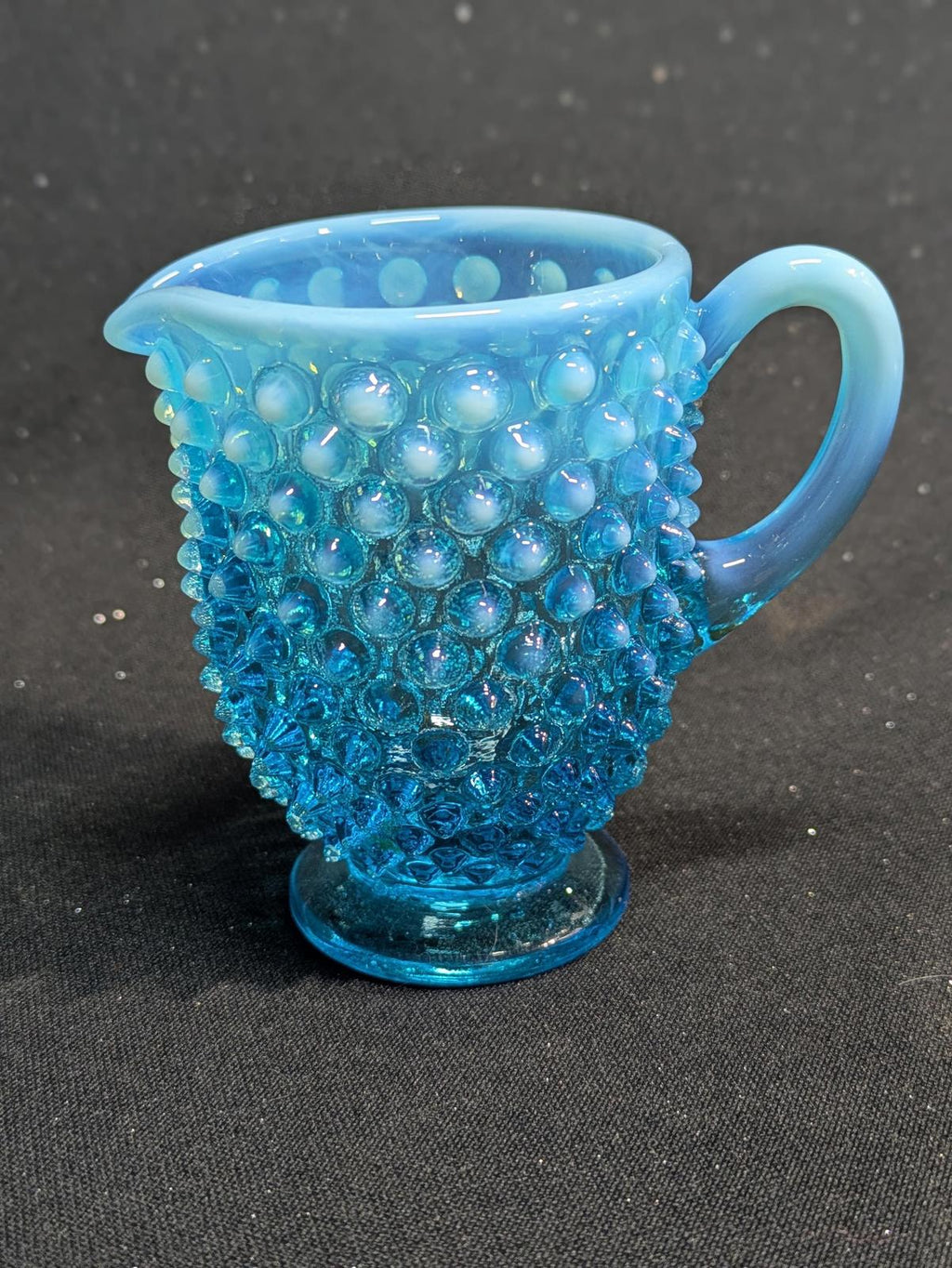 Vintage Fenton Blue Hobnail Glass Sugar & Creamer Set