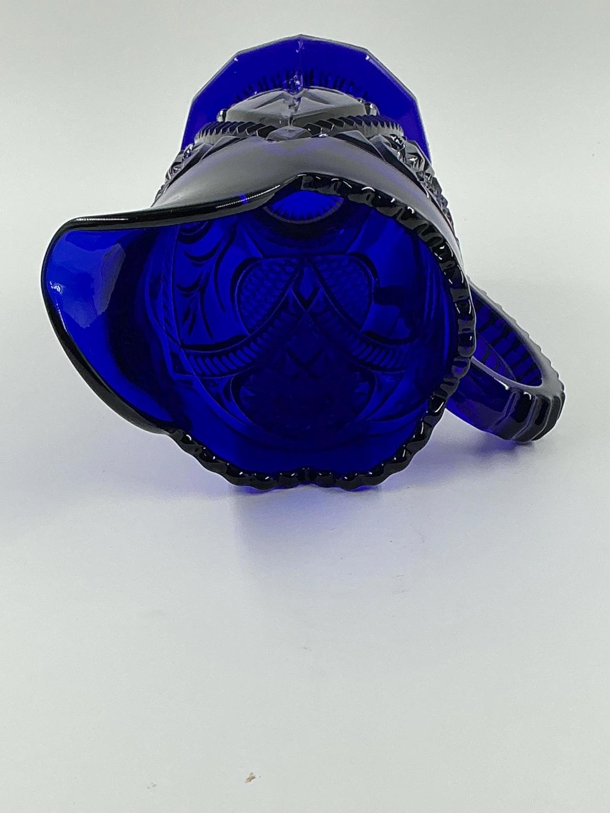 Dalzell Viking, cobalt blue glass, pitcher and 6 glass set