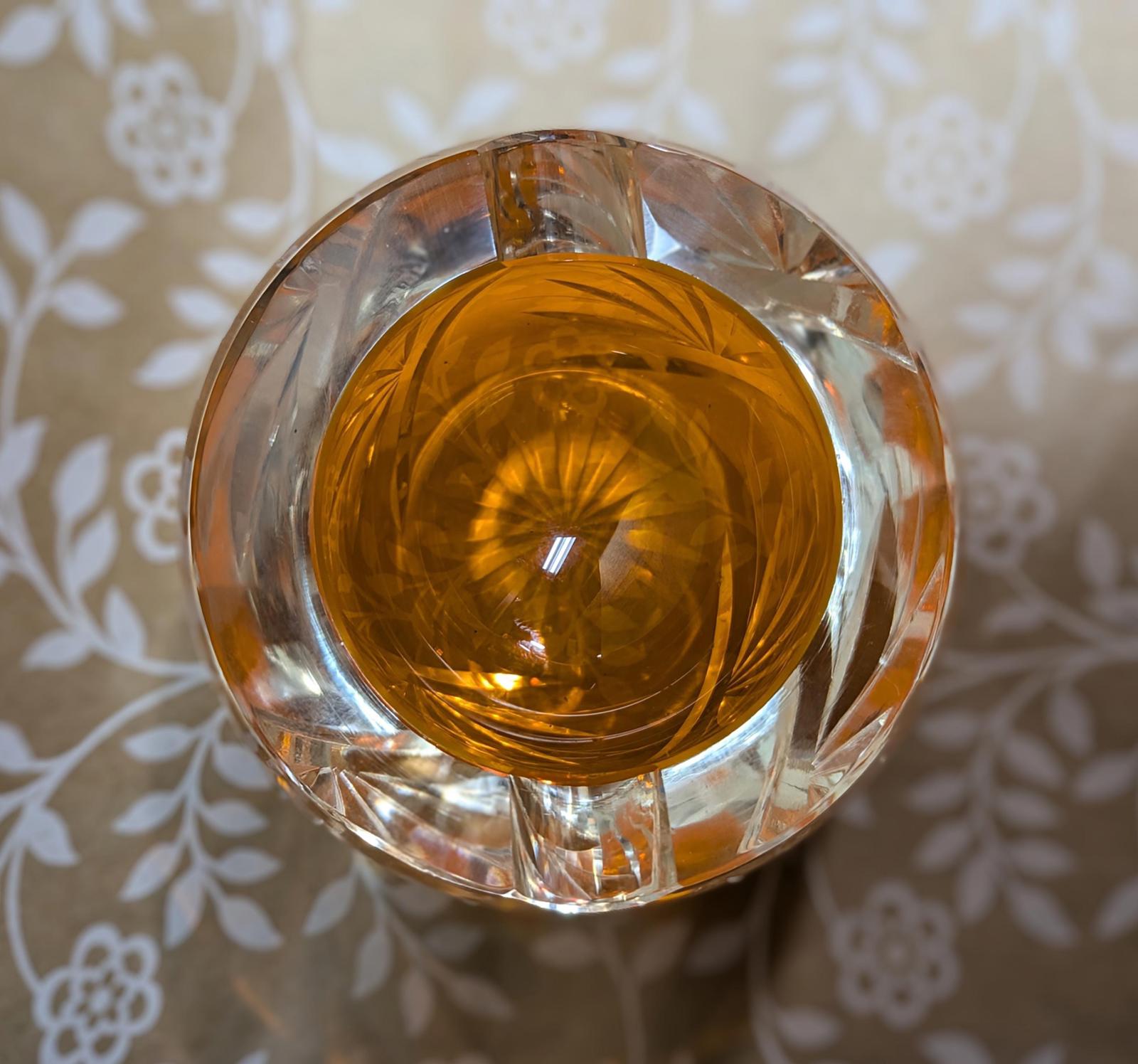 Mid-Century lead crystal and orange ashtray/trinket dish