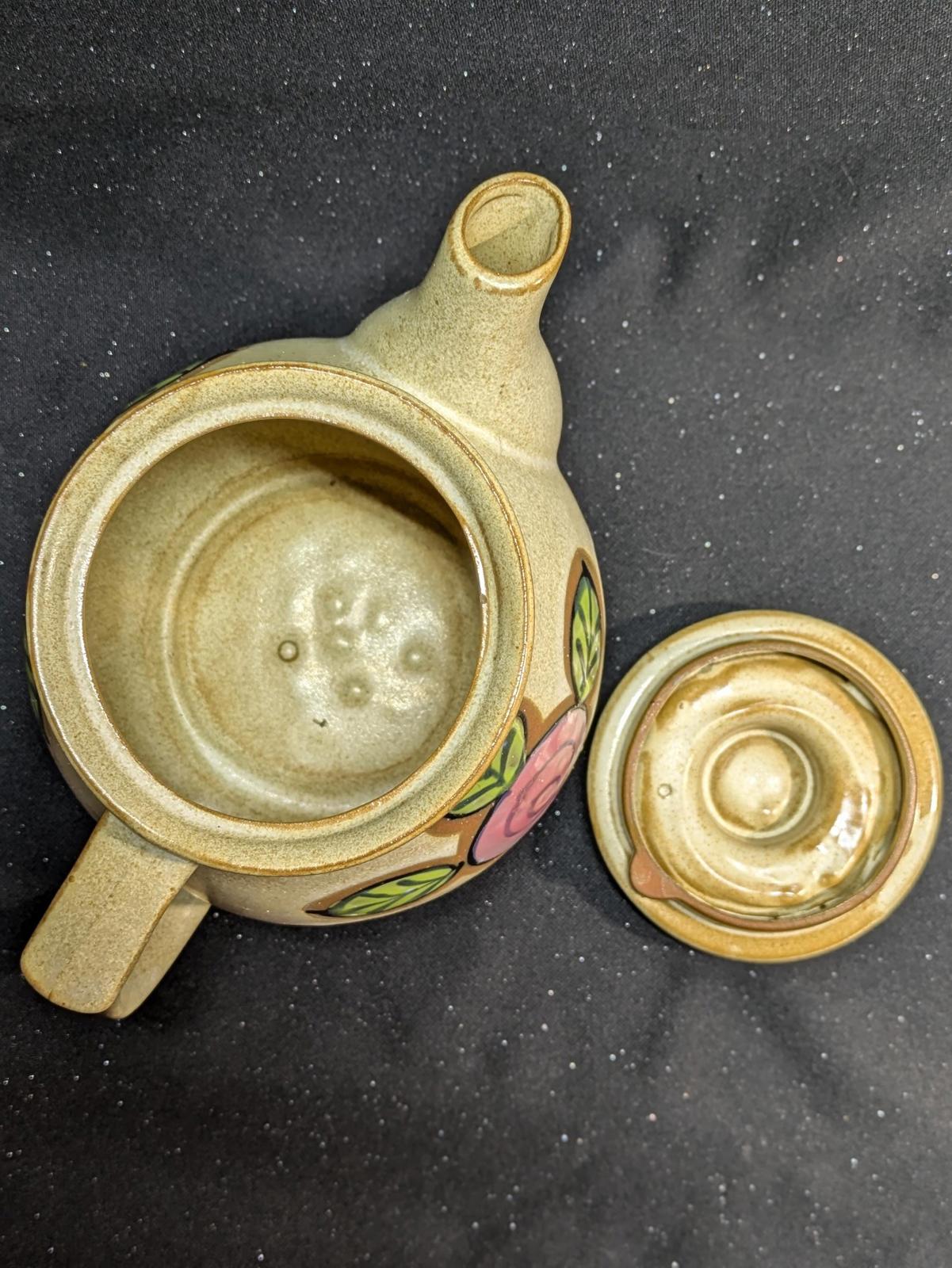 Vintage stoneware flower teapot made in Japan