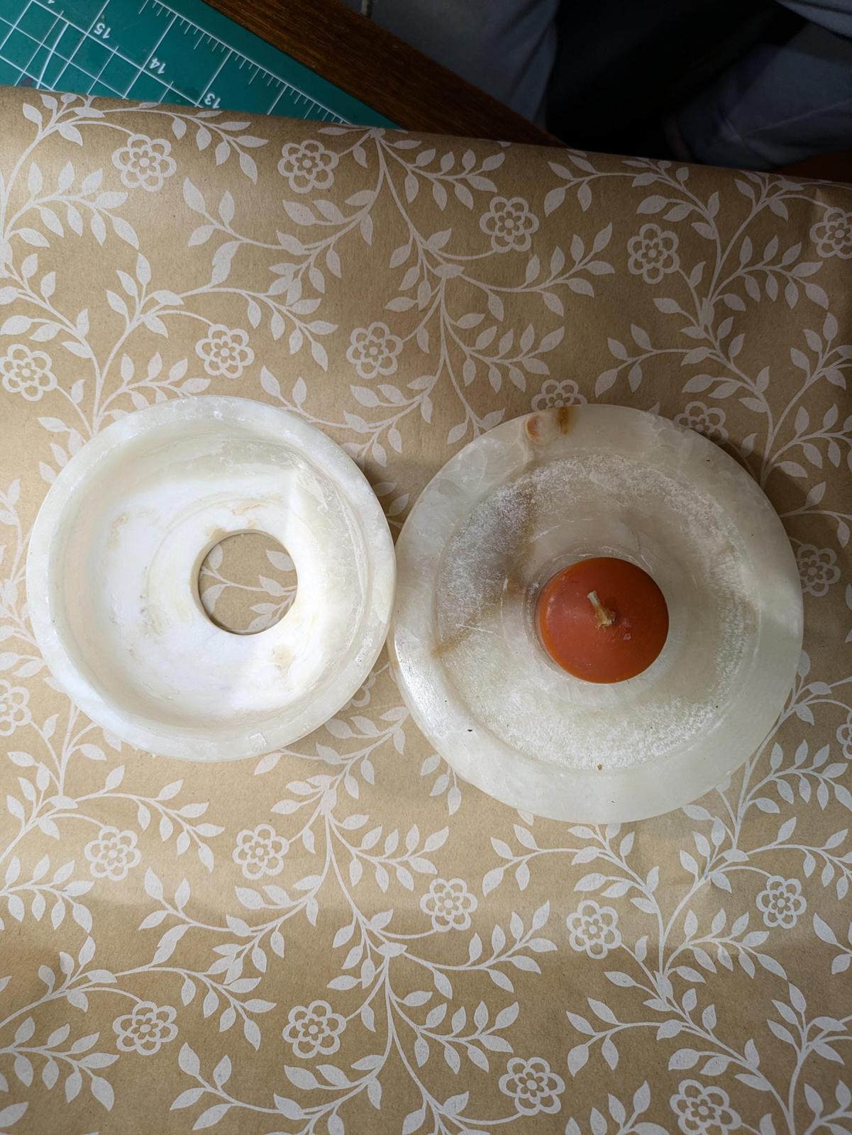 Alabaster Stone Candle Holder Cup Hand Carved