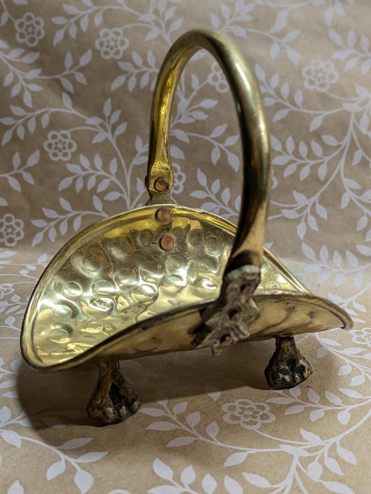 Vintage hammered brass miniature log holder