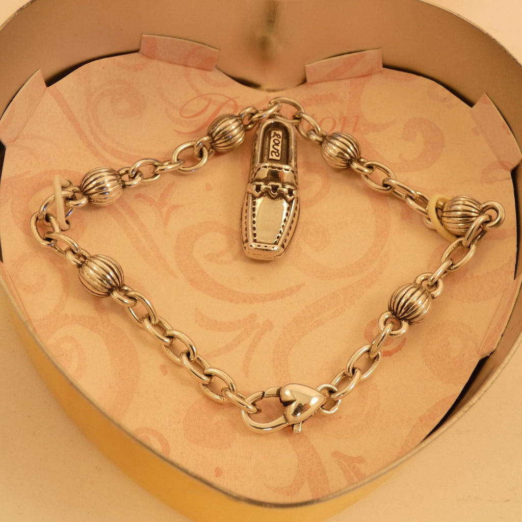 Brighton Women’s  Charmed Life Foot Charm Bracelet, Silver Plated, One shoe
