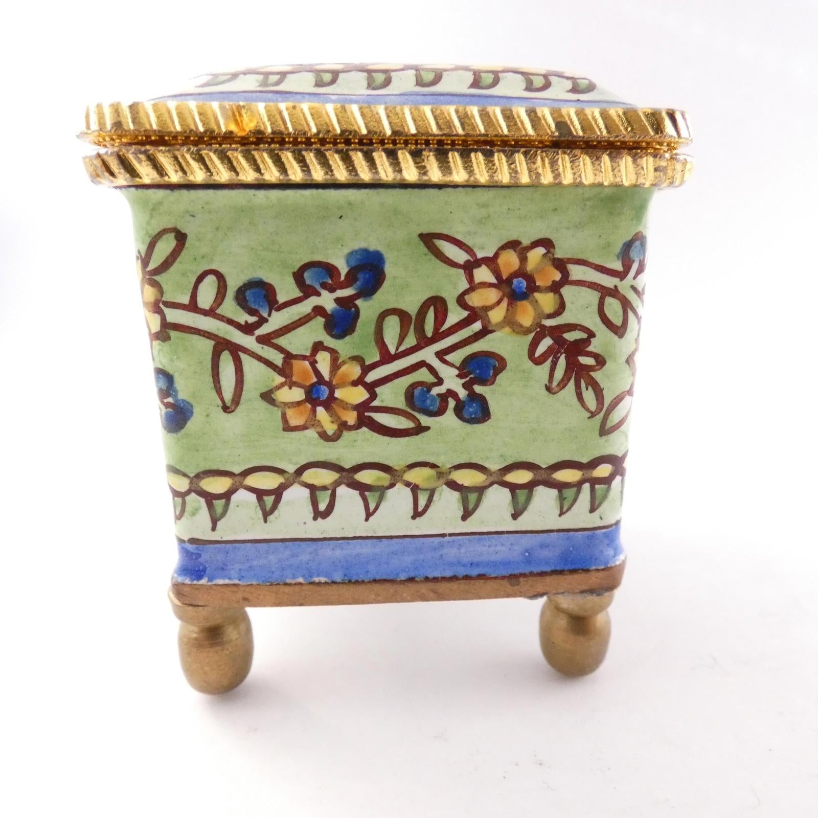 Empress Arts, Ltd. 2003 Enameled Stamp Box, 2.25" tall