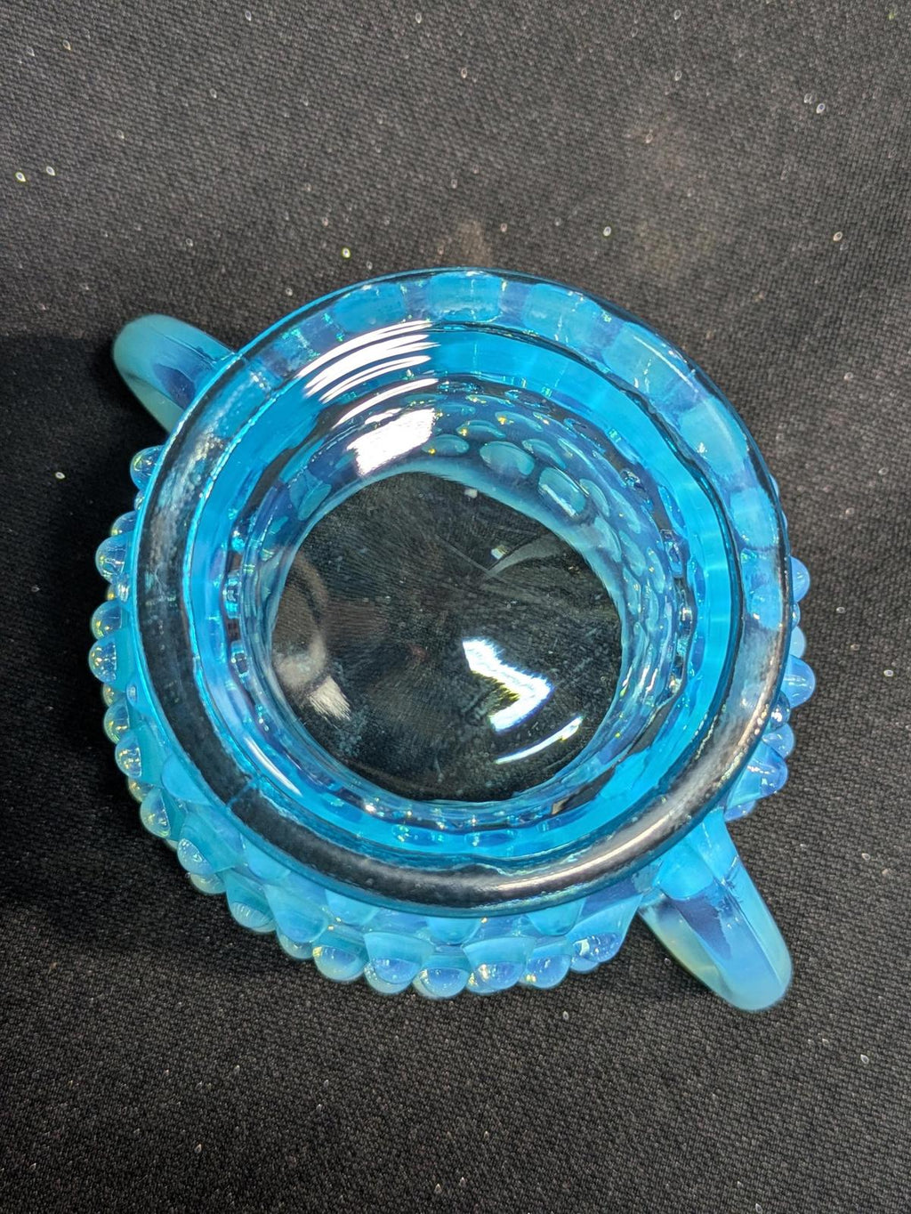 Vintage Fenton Blue Hobnail Glass Sugar & Creamer Set