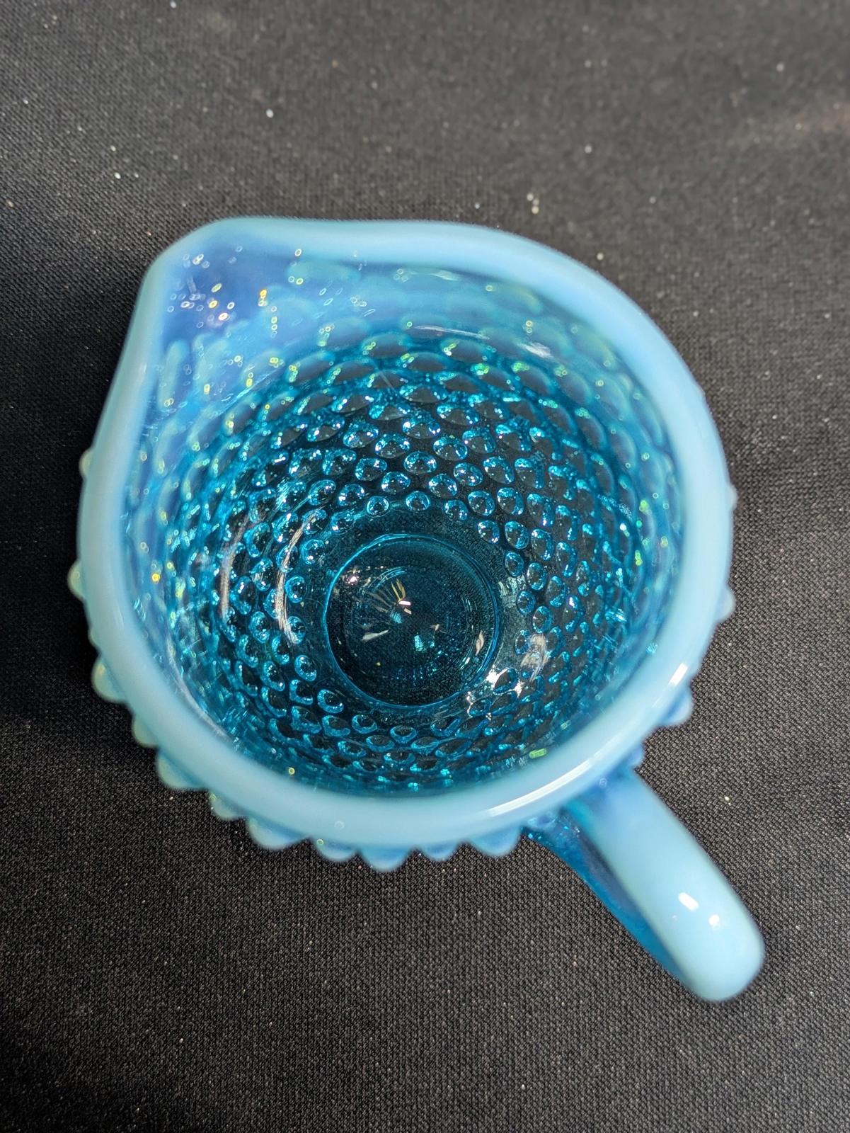 Vintage Fenton Blue Hobnail Glass Sugar & Creamer Set