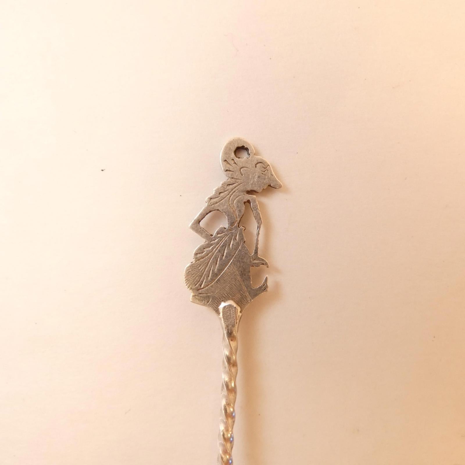 Wayang Kulit figure Pickle Fork, 800 Sterling Silver, 4.25" long