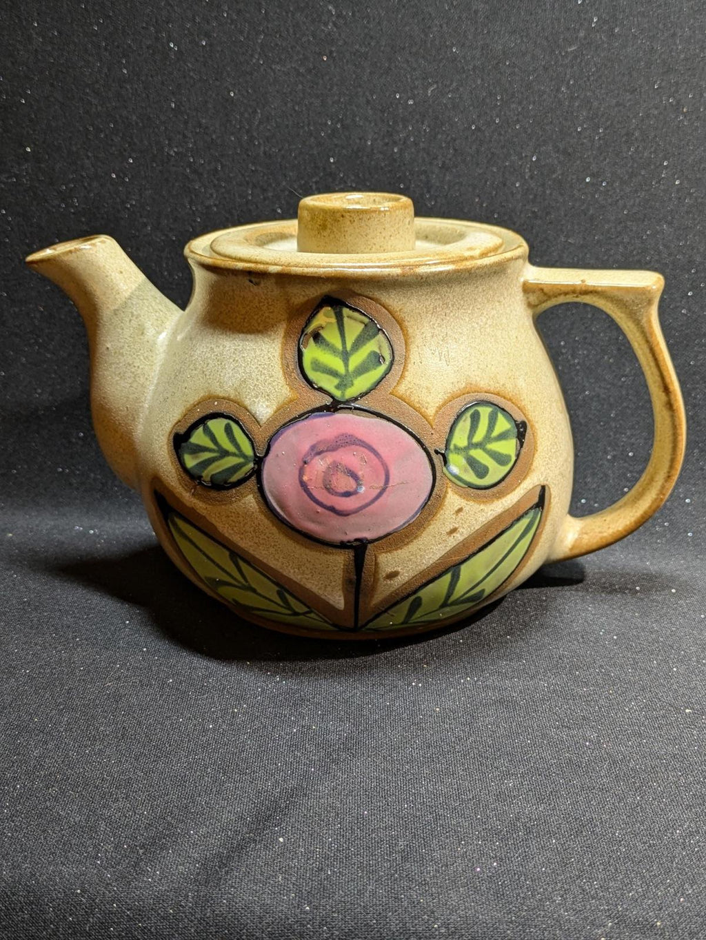 Vintage stoneware flower teapot made in Japan