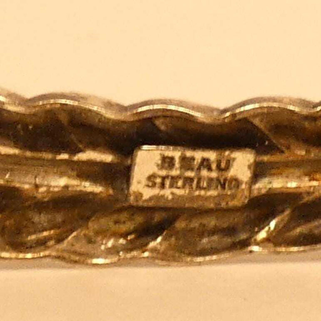 Sterling Silver Vintage BEAU Feather / Leaf Design Pin Brooch, 2.5in.