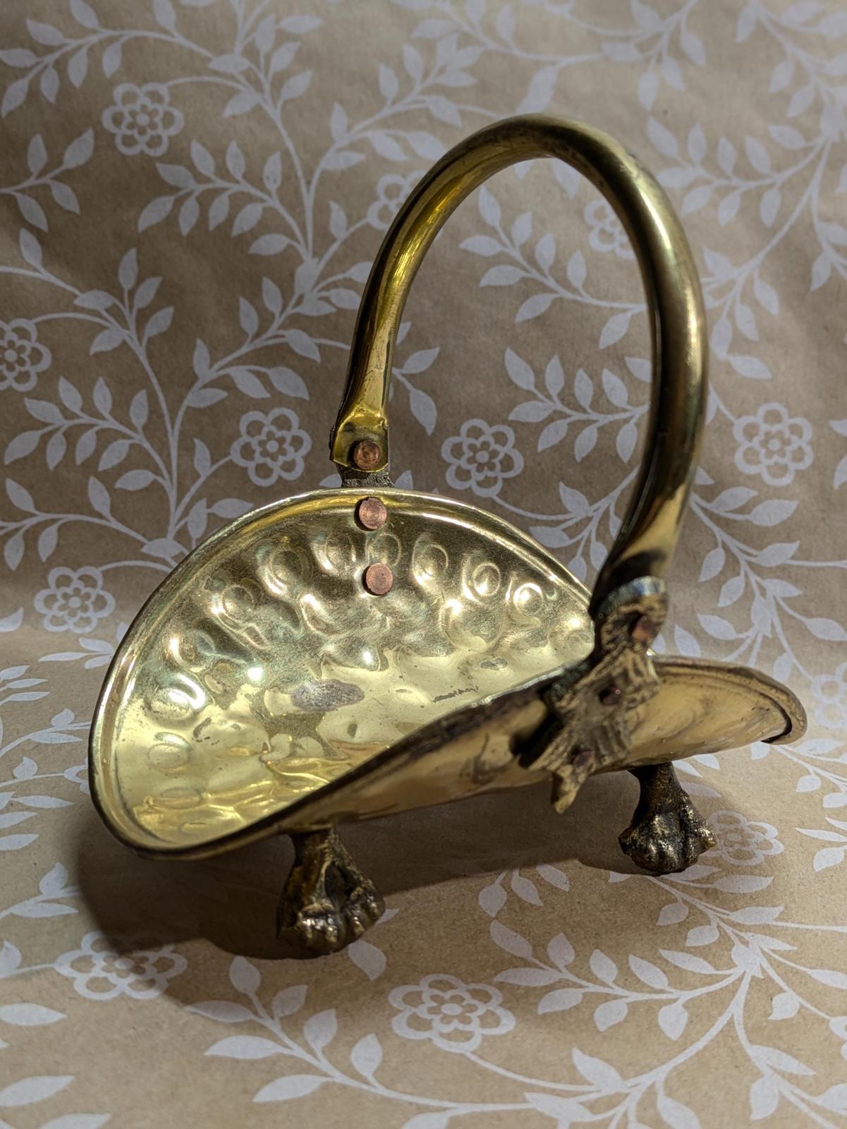 Vintage hammered brass miniature log holder