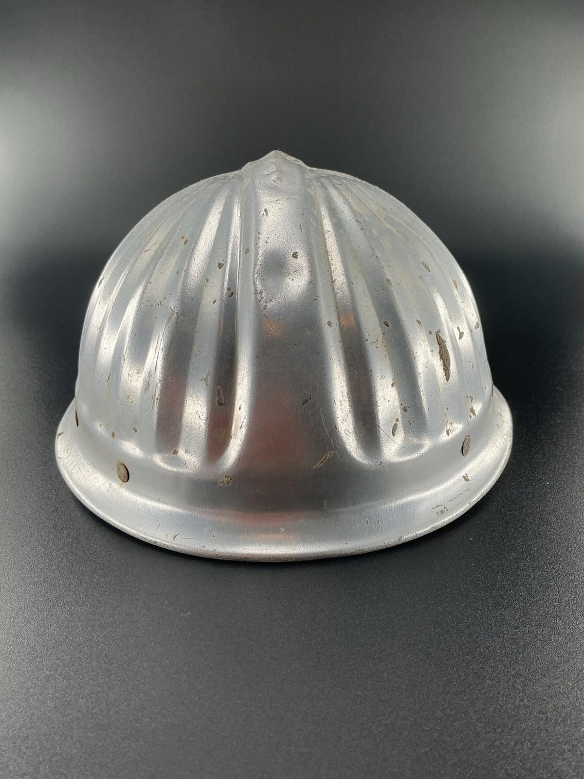 Vintage Aluminum Construction Helmet - Industrial Decor