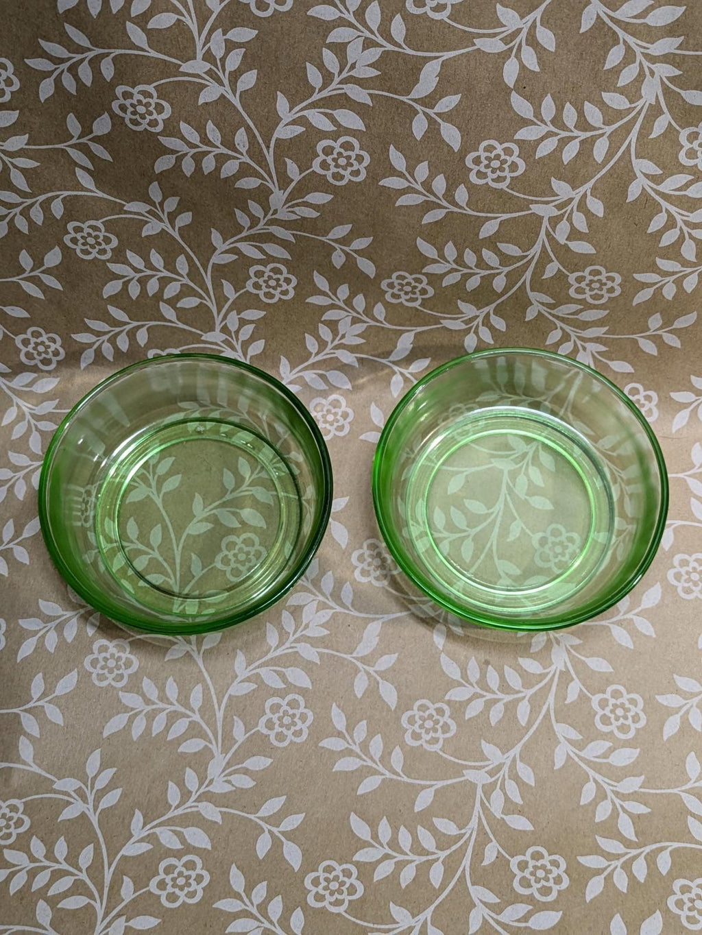 Vintage uranium glass berry bowls