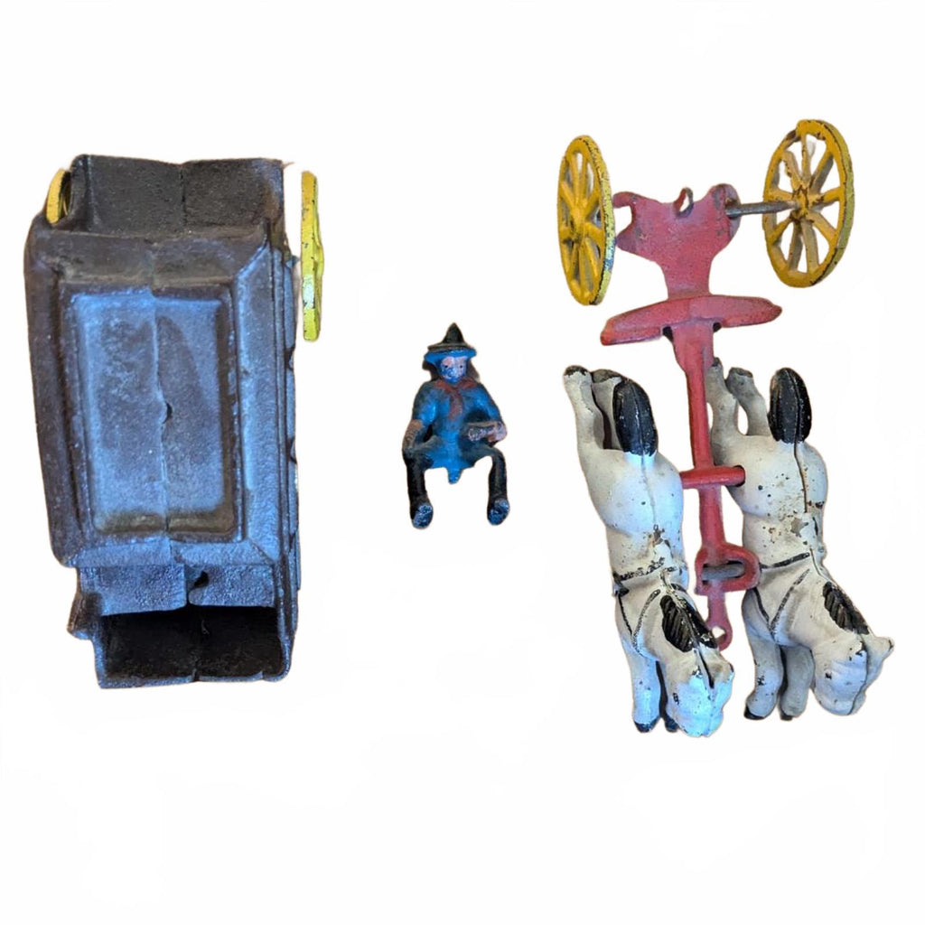 Vintage Horse-Drawn Stagecoach Toy with Driver