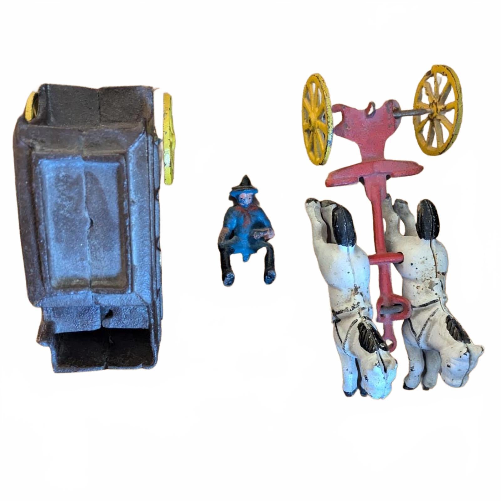 Vintage Horse-Drawn Stagecoach Toy with Driver