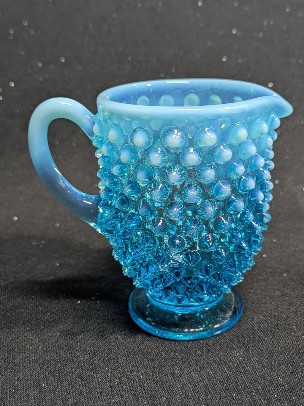 Vintage Fenton Blue Hobnail Glass Sugar & Creamer Set