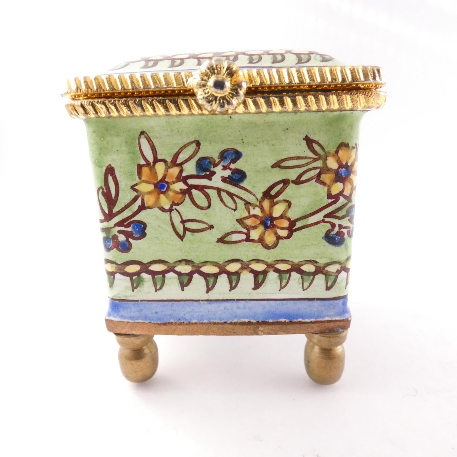 Empress Arts, Ltd. 2003 Enameled Stamp Box, 2.25" tall
