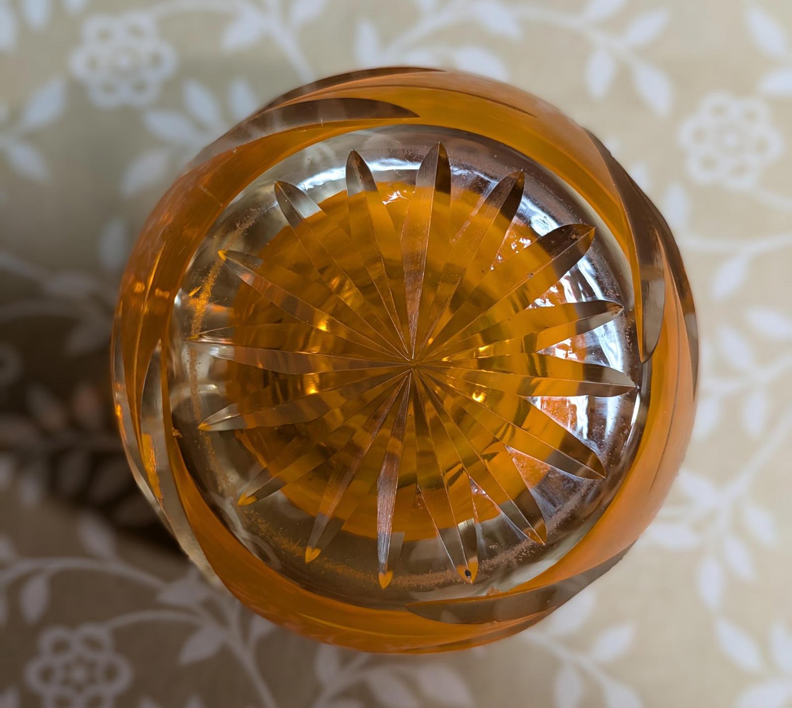 Mid-Century lead crystal and orange ashtray/trinket dish