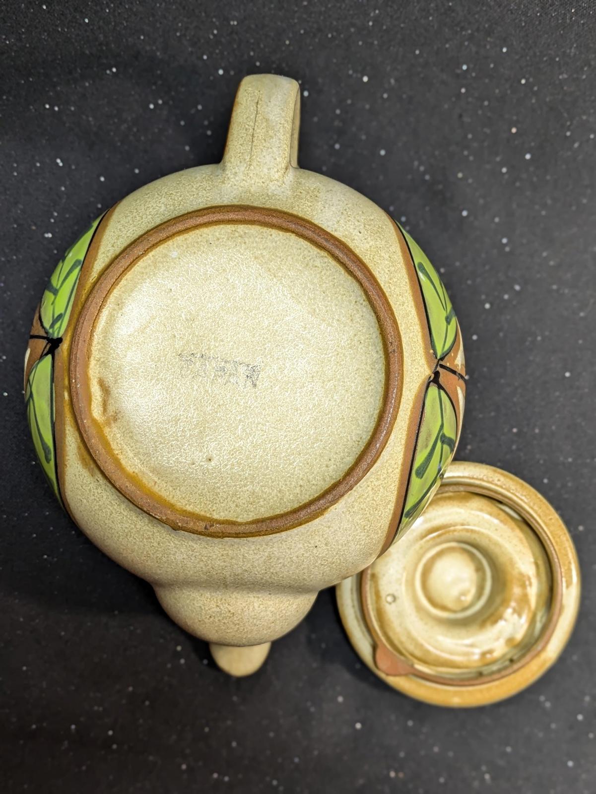 Vintage stoneware flower teapot made in Japan