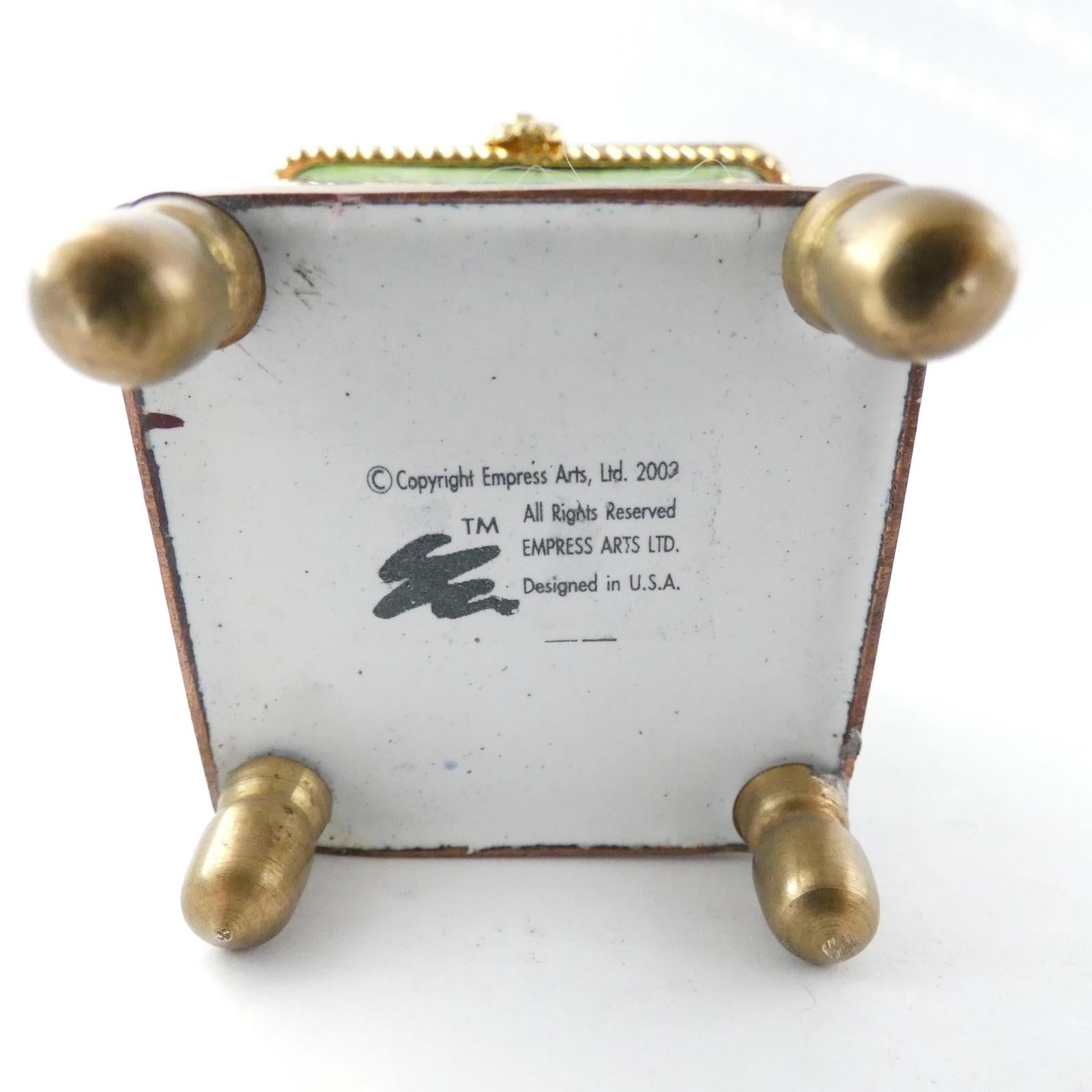 Empress Arts, Ltd. 2003 Enameled Stamp Box, 2.25" tall