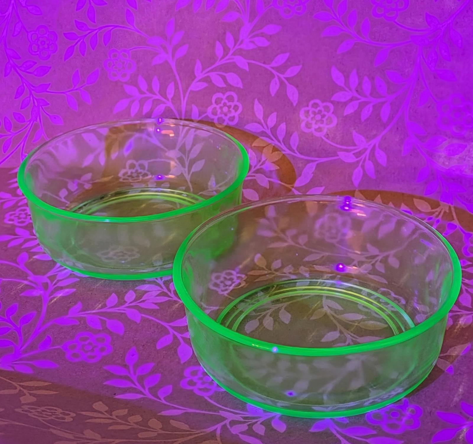 Vintage uranium glass berry bowls