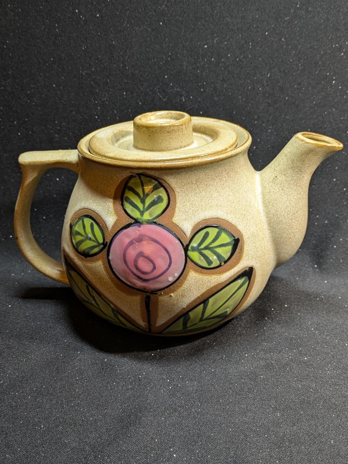 Vintage stoneware flower teapot made in Japan