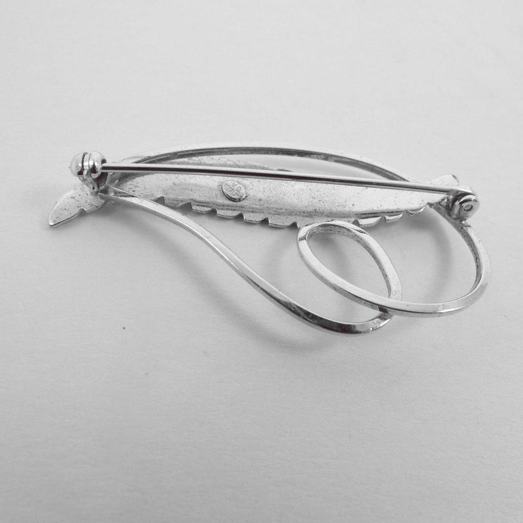 Vintage Van Dell Sterling Plume Slender Feather/Leaf Brooch Pin 1.75" long