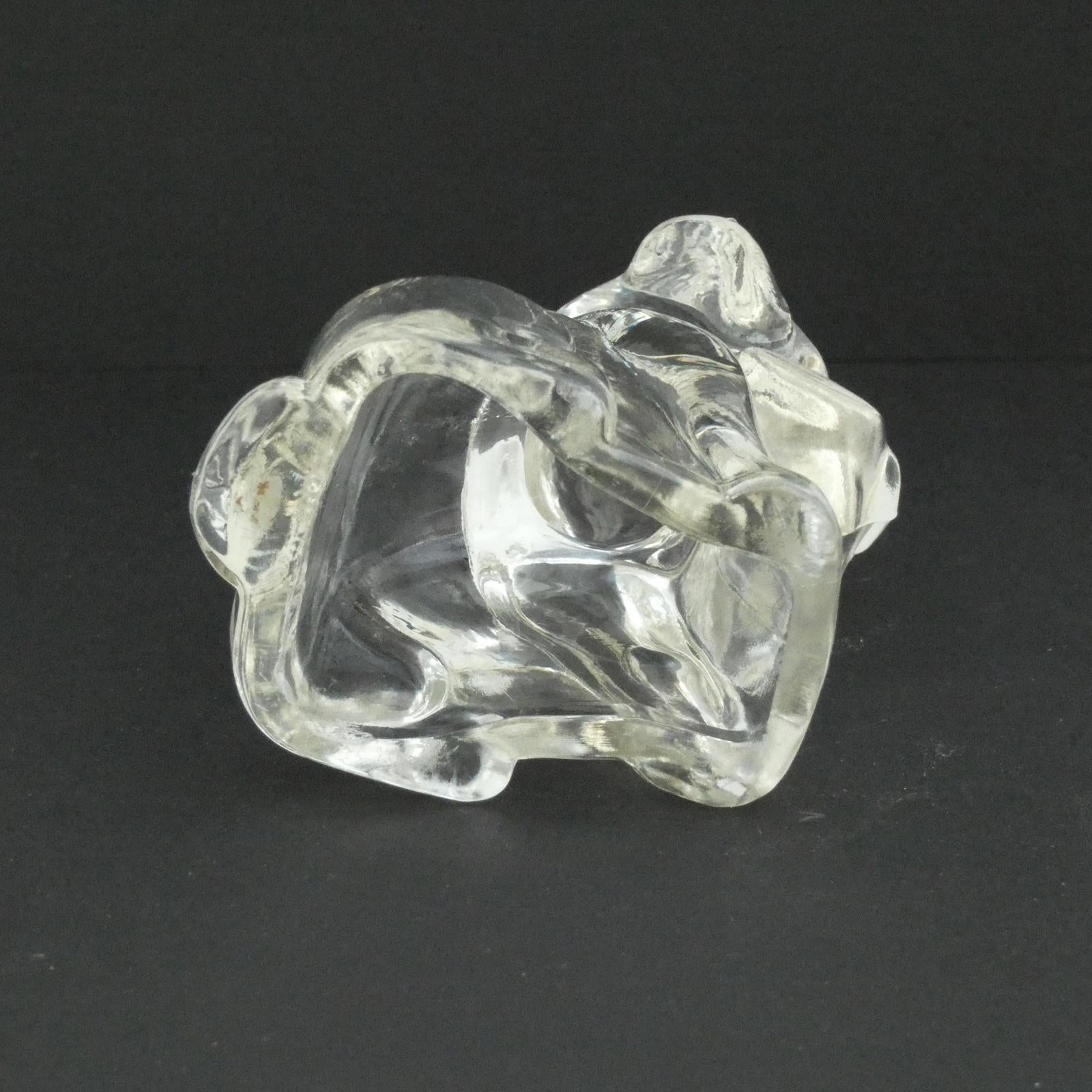Vintage Hollow Sad Glass Dog Candy Container 1940's Refillable