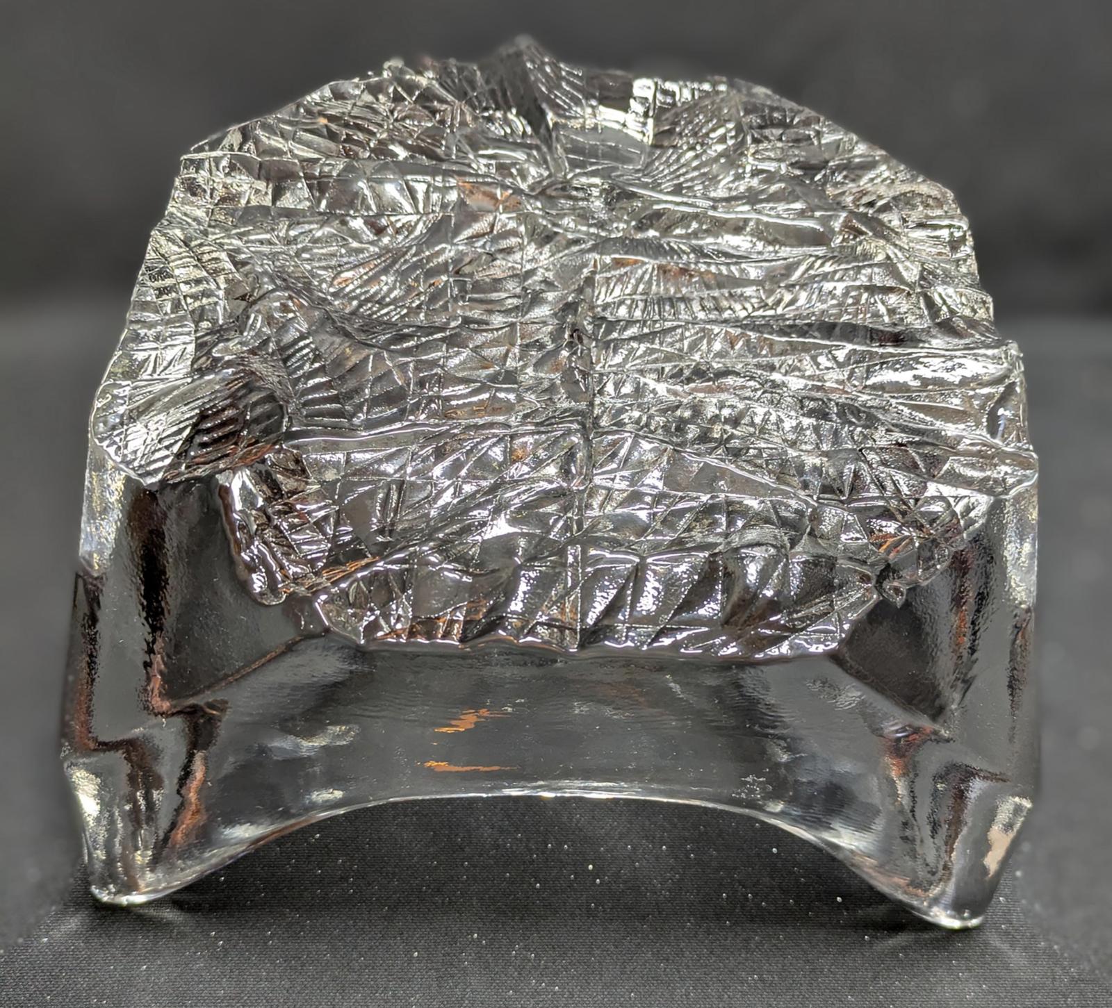 Vintage Iittala Square Glass Bowl With Ice Textured Base.