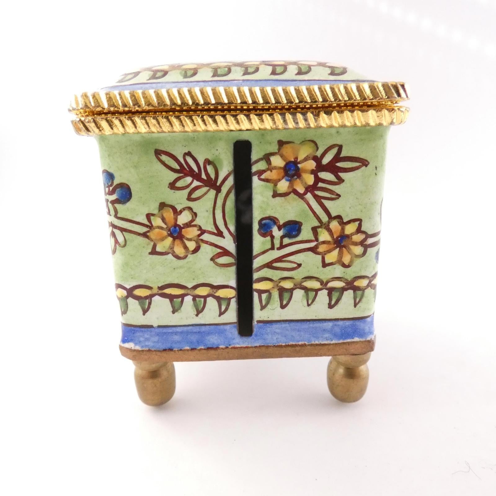 Empress Arts, Ltd. 2003 Enameled Stamp Box, 2.25" tall