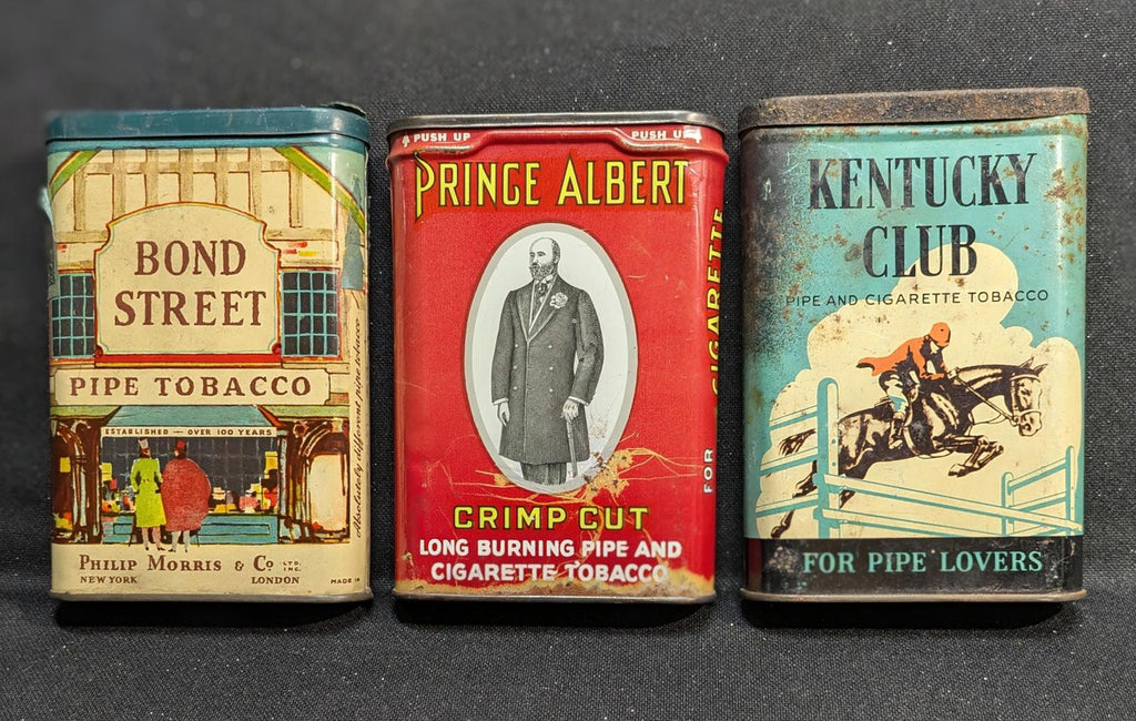 Set of 3 Vintage Tobacco Tins.  Bond Street, Kentucky Club, Prince Albert