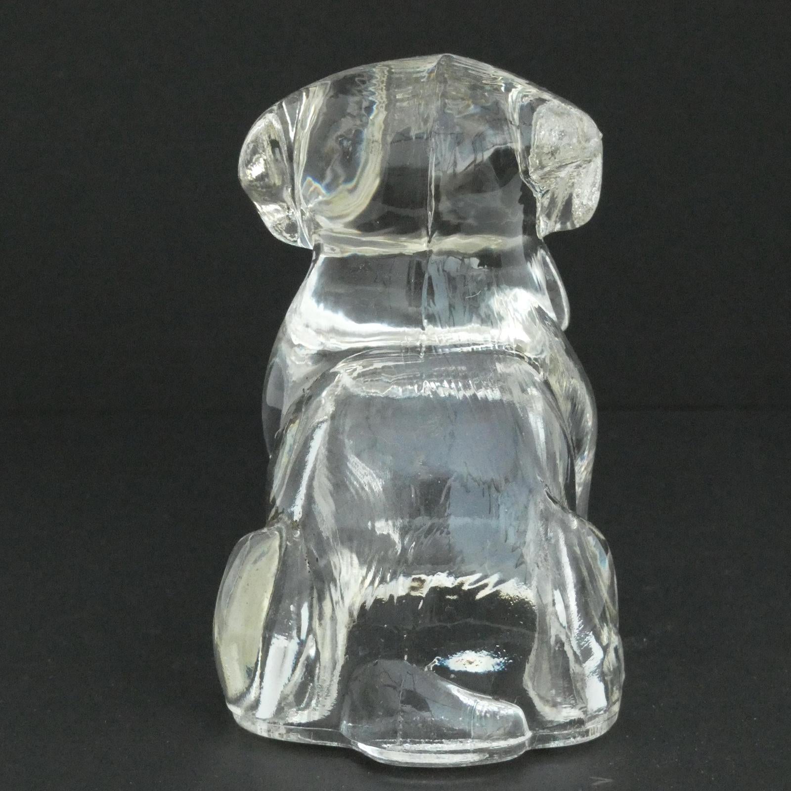Vintage Hollow Sad Glass Dog Candy Container 1940's Refillable