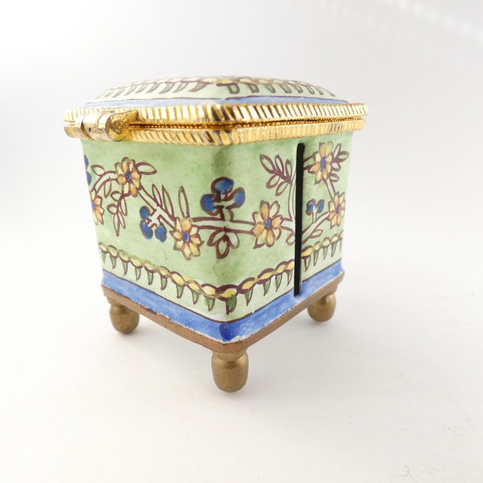 Empress Arts, Ltd. 2003 Enameled Stamp Box, 2.25" tall