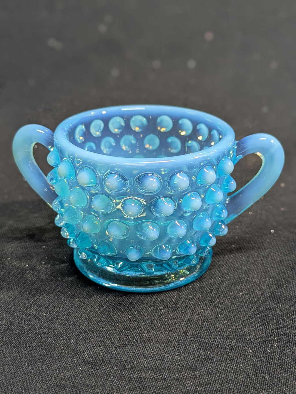 Vintage Fenton Blue Hobnail Glass Sugar & Creamer Set