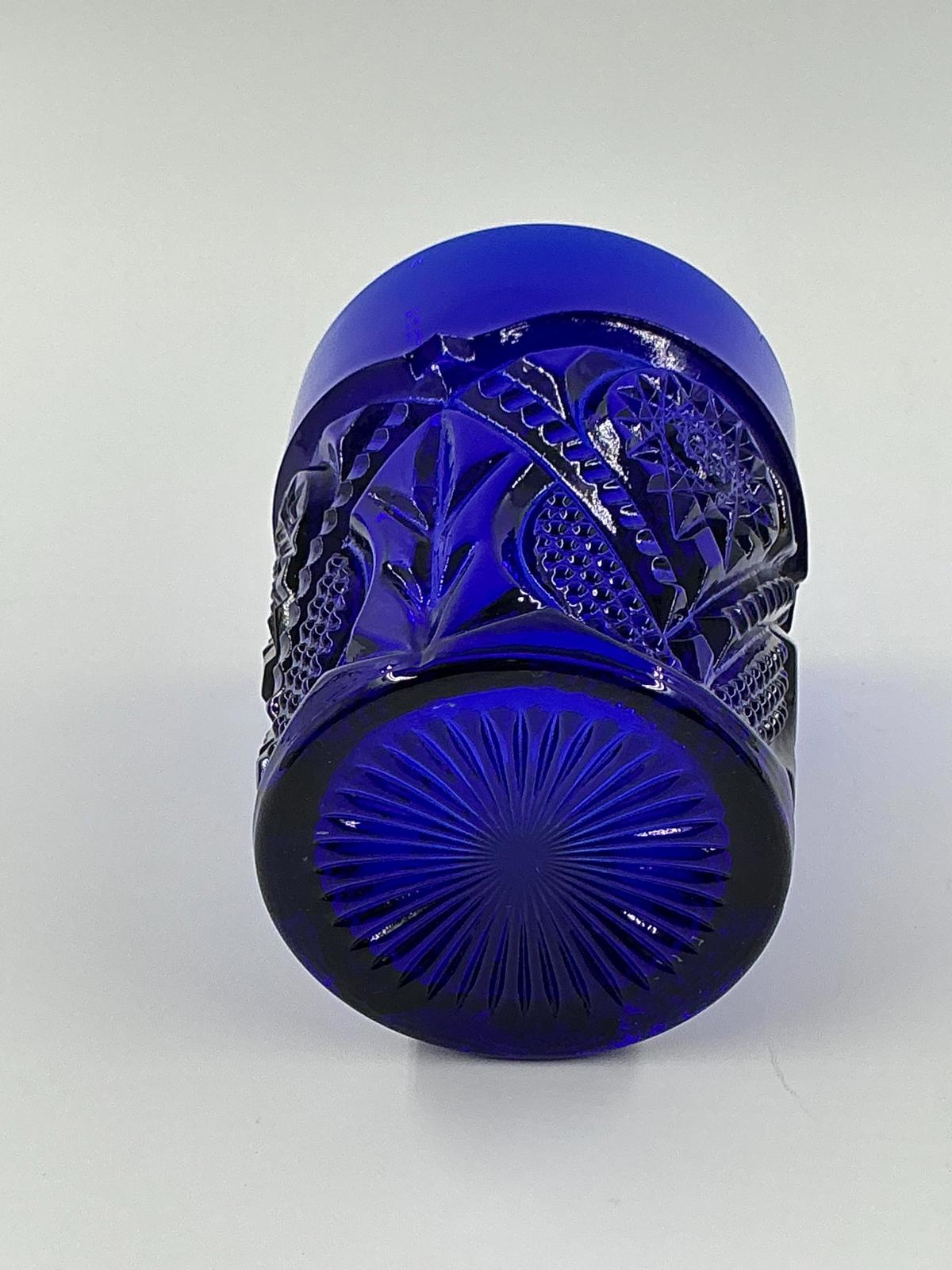 Dalzell Viking, cobalt blue glass, pitcher and 6 glass set