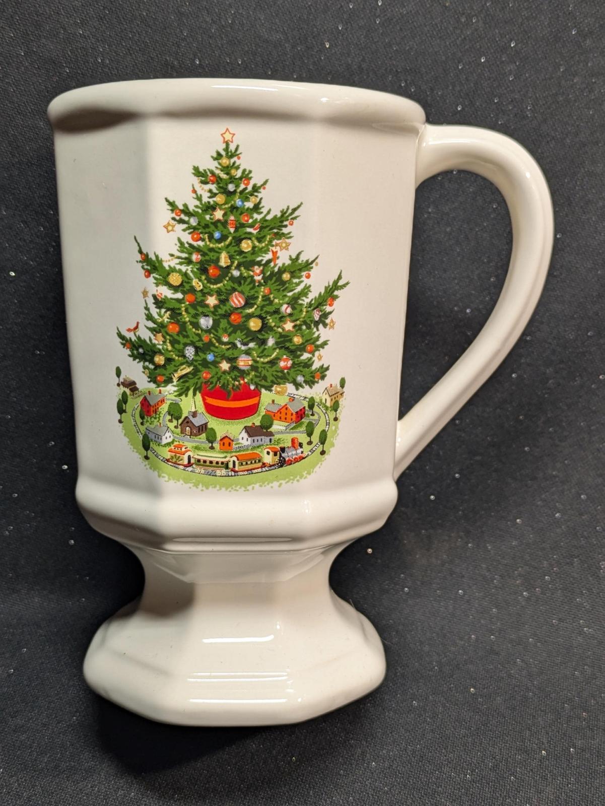 Set of 8 PFALTZGRAFF Christmas Tree HERITAGE Footed Pedestal Mugs Irish Coffee