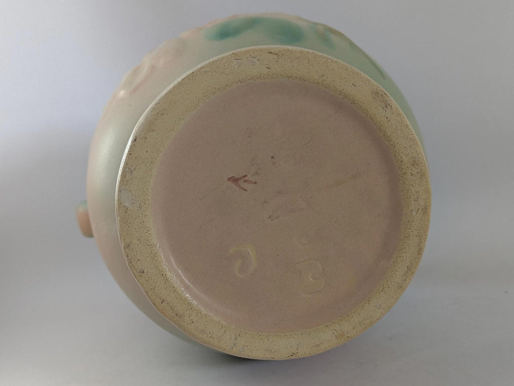 Antique Weller Pottery Matte Pink Green Wild Rose Ceramic Urn Vase Large.  9.75" Tall, 8"wide