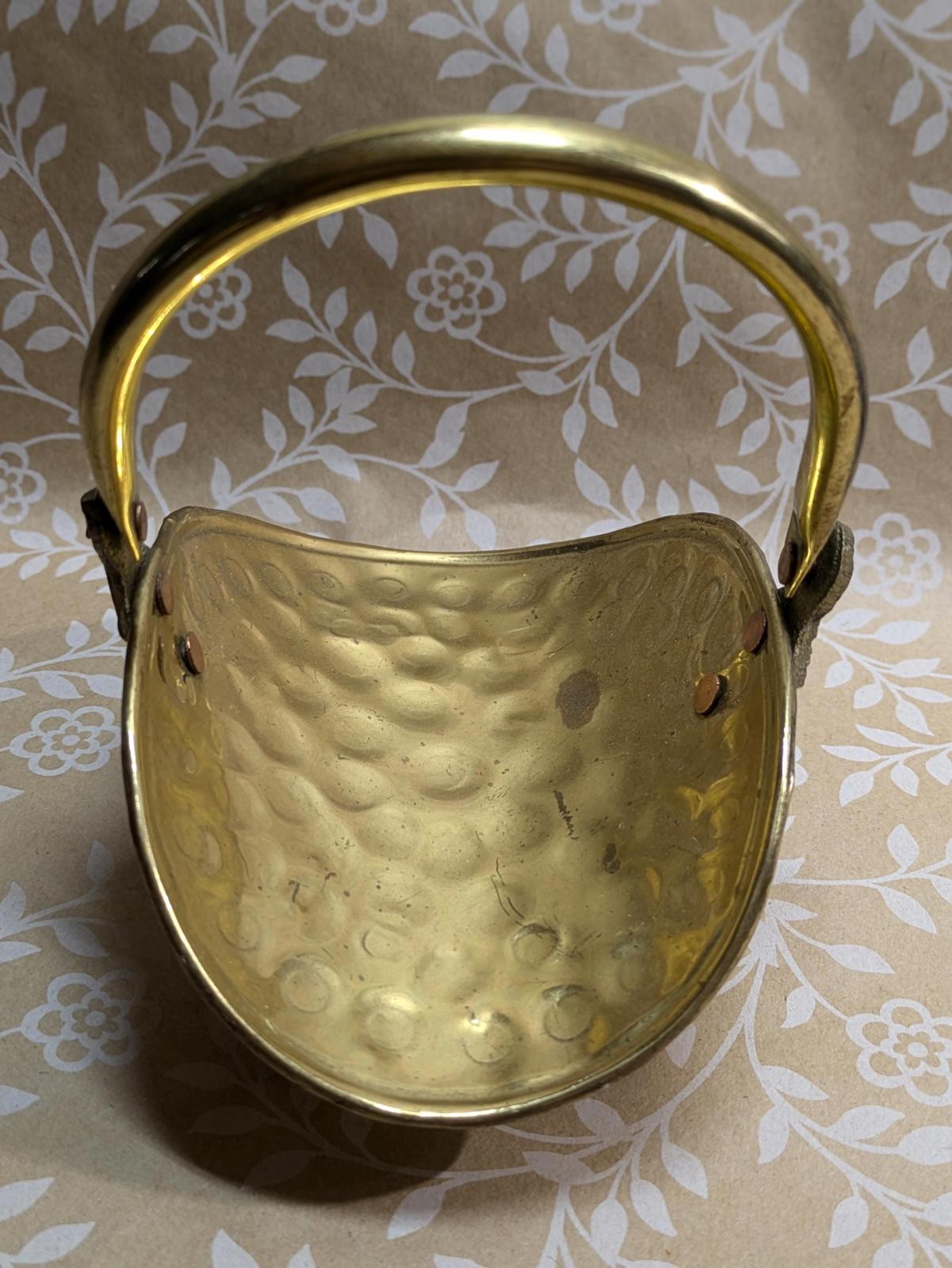 Vintage hammered brass miniature log holder