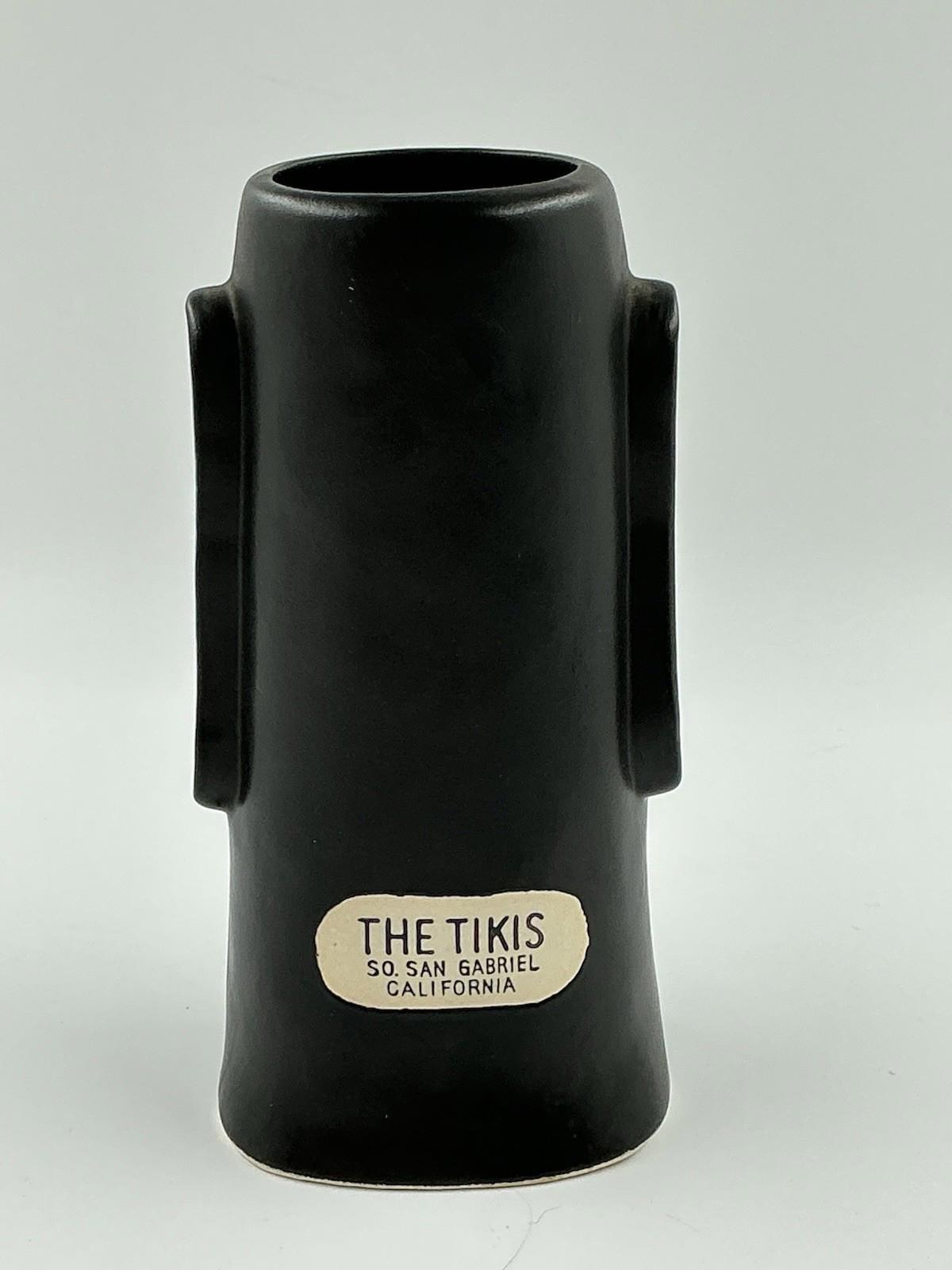 Vintage Tiki Mug Otagiri Japan Moai Black Hawaiian Tahitian Easter Island, 7”
