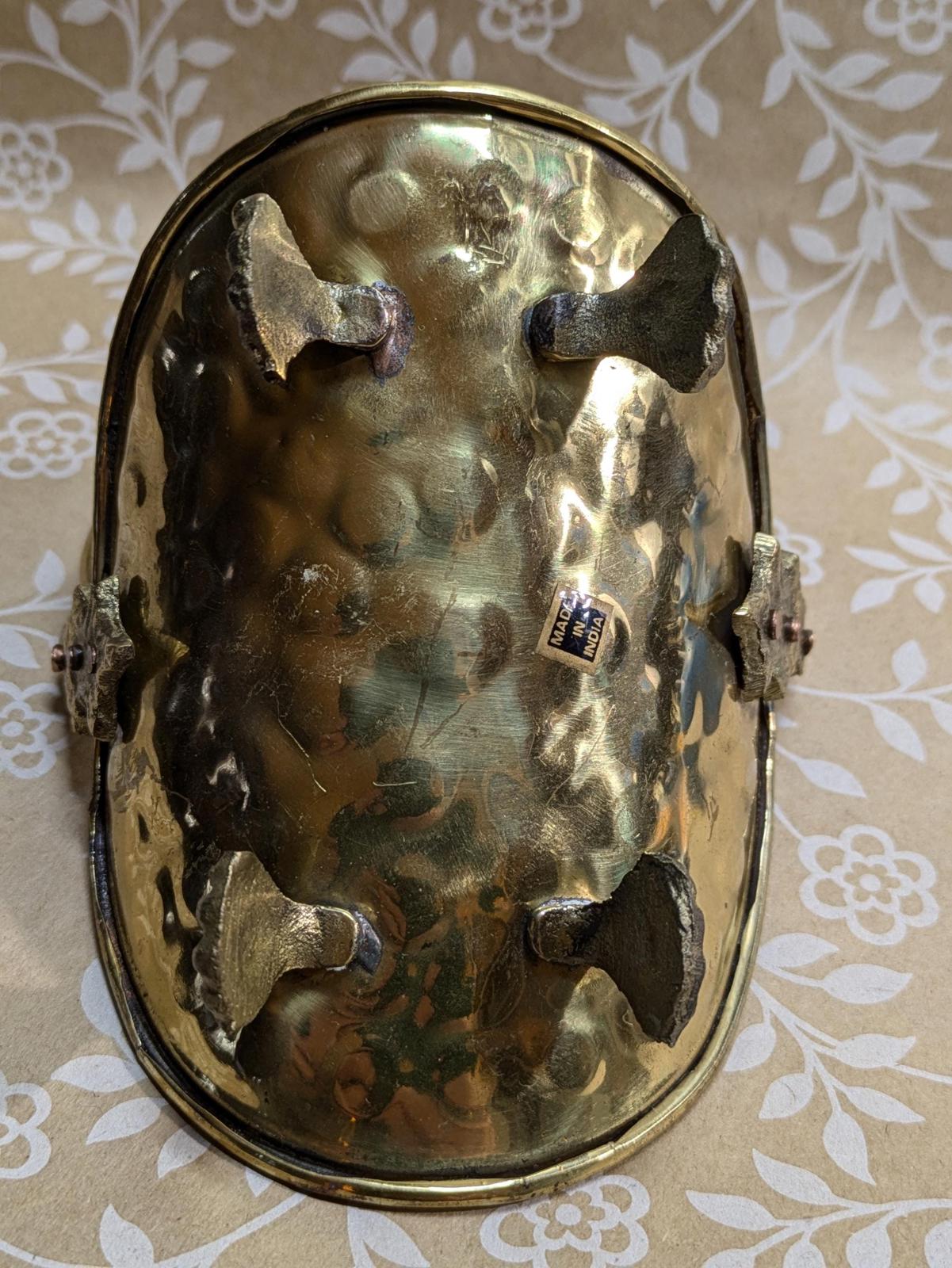 Vintage hammered brass miniature log holder
