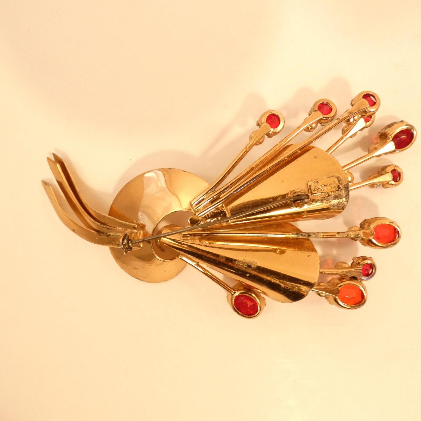 Vintage 1930s Coro Craft Floral Brooch Vermeil Sterling Silver, Rose Gold