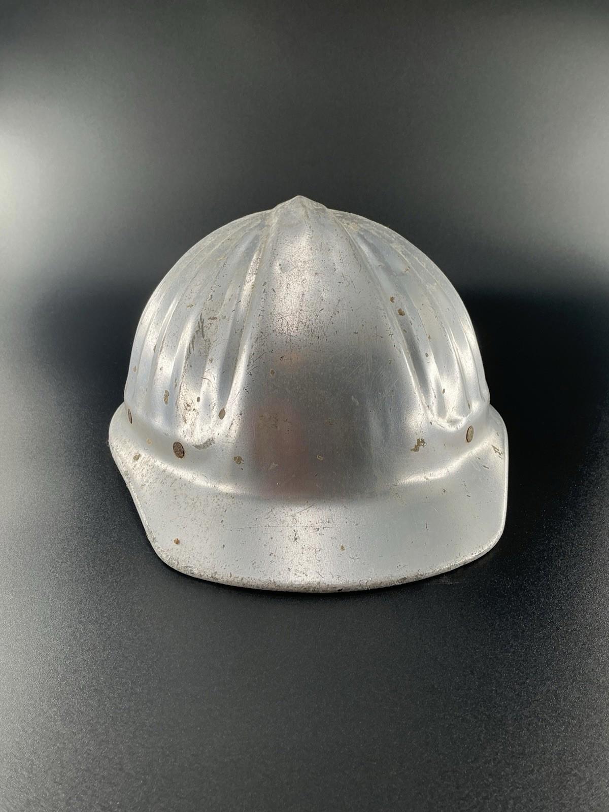 Vintage Aluminum Construction Helmet - Industrial Decor