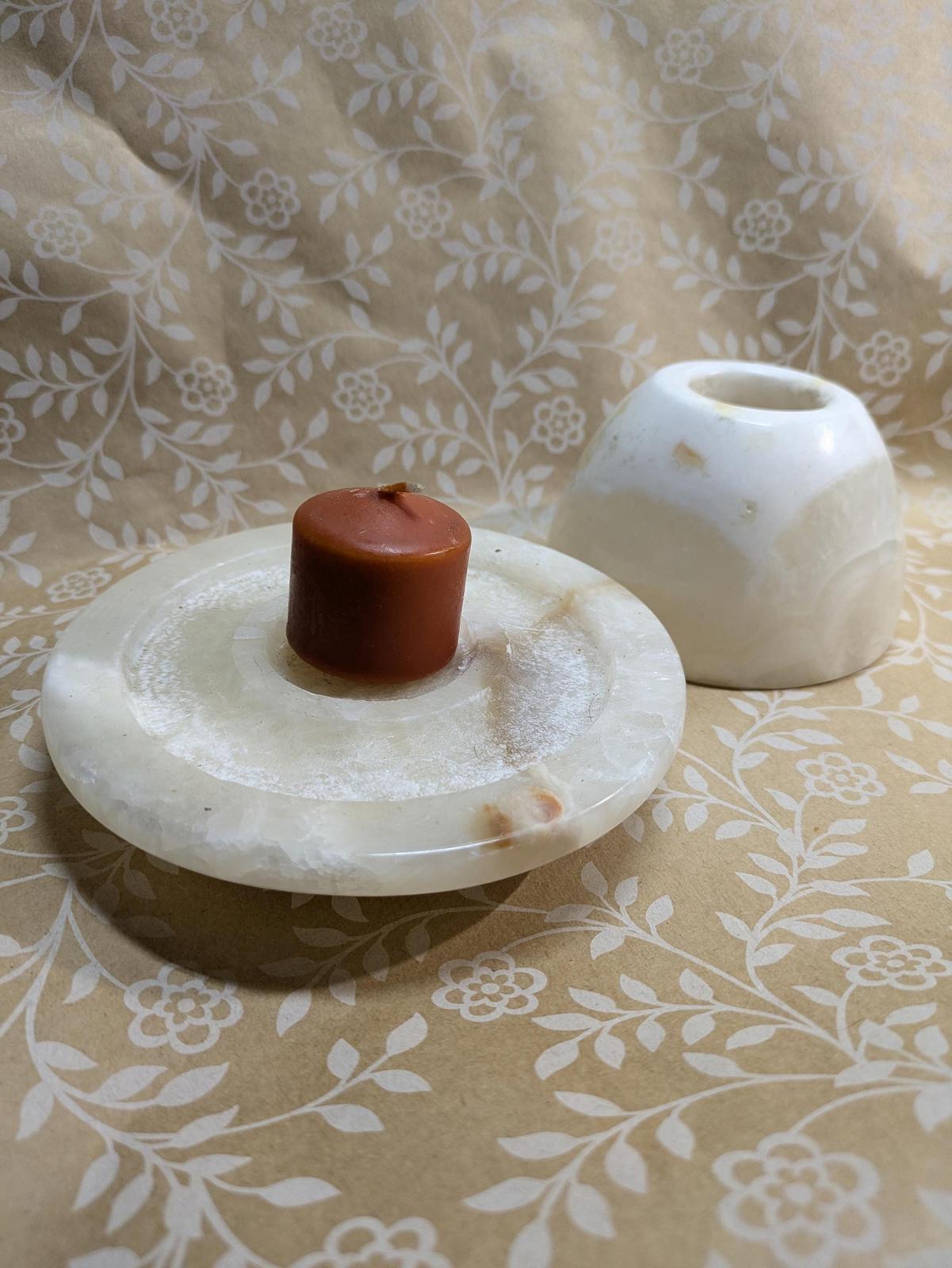 Alabaster Stone Candle Holder Cup Hand Carved