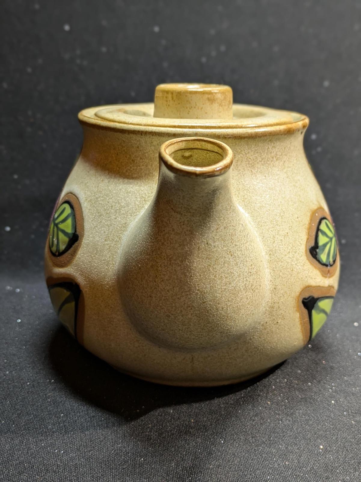 Vintage stoneware flower teapot made in Japan