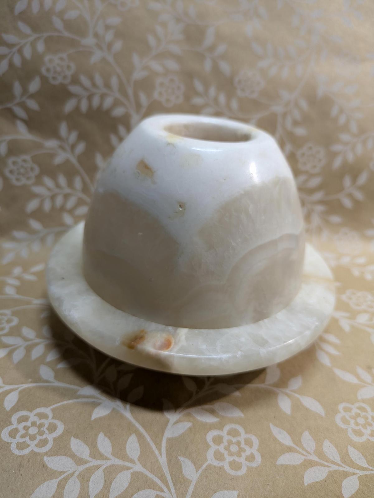 Alabaster Stone Candle Holder Cup Hand Carved